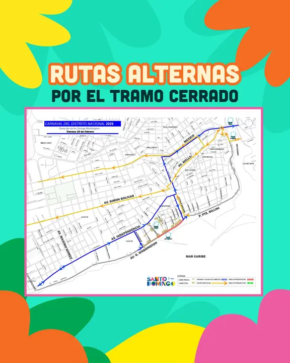 El tramo cerrado comprende la avenida George Washington entre la calle Pasteur y la Palo Hincado. | FOTO EXTERNA