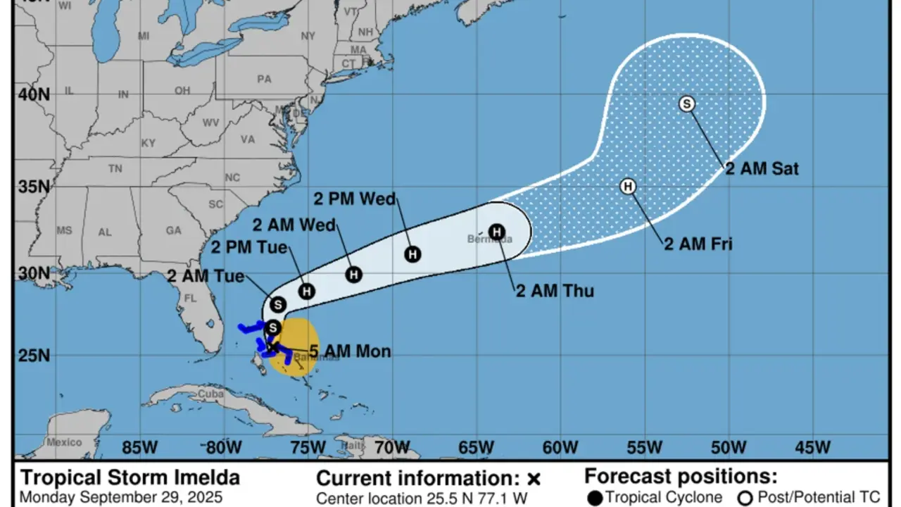 Trayectoria prevista de la tormenta tropical Imelda. | Foto externa