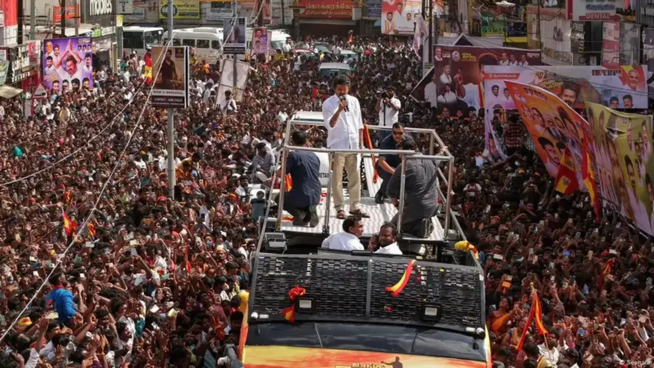Joseph Vijay Chandrasekhar, encabezando la estampida en el&nbsp;estado de Tamil Nadu, al sur de la India | Foto externa