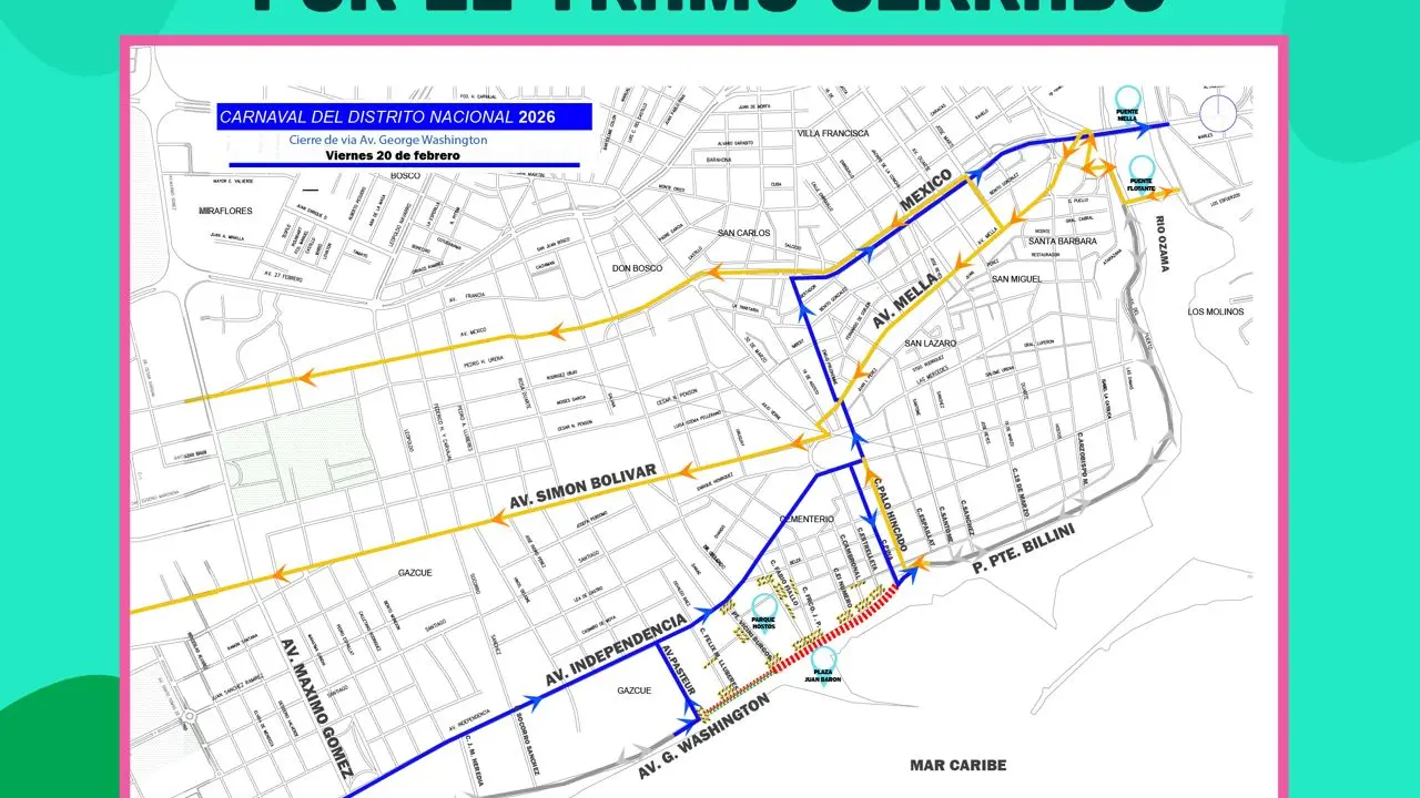 El tramo cerrado comprende la avenida George Washington entre la calle Pasteur y la Palo Hincado. | FOTO EXTERNA