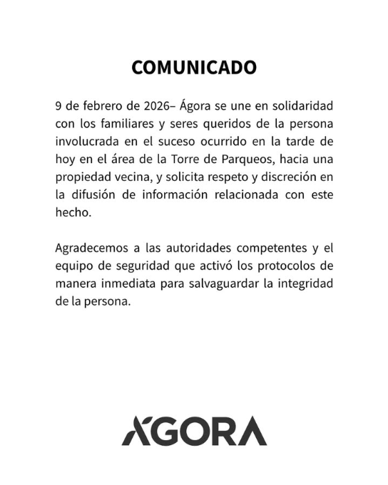 La plaza comercial emitió un comunicado solicitando respeto y solidaridad con la familia. | FOTO EXTERNA